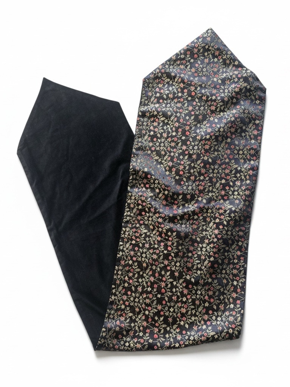 Handcrafted Reversible Table Runner Black Velvet and Ditsy Floral 11.5”x 60”